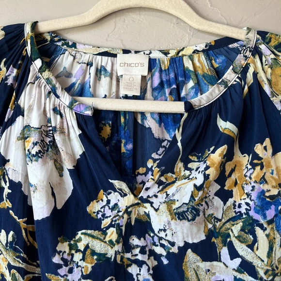 Chicos floral peasant boho loose watercolor Lagenlook cottage core work teacher - Picture 4 of 9